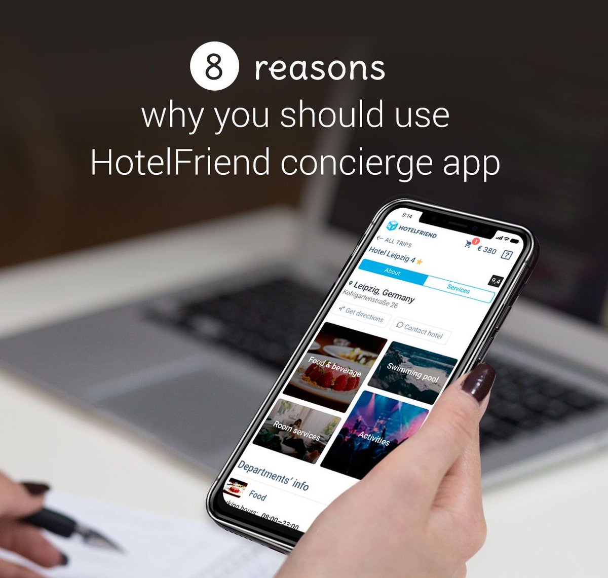 HotelFriendAG's tweet photo. 8 reasons why you should use HotelFriend concierge app:
https://t.co/Q6cximSYaI
#HotelFriend #hotelapp #hotelconcierge #conciergeapp #hotelmobileapp #travelassistant https://t.co/oCbIOks9tL