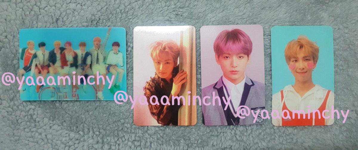 yaaaminchy's tweet photo. [Pls RT]
Selling
LY: Answer Special PC
LY: Answer E version PC
LY: Answer L version PC
LY: Answer F version PC
4th Muster Mini Photocard JK/Jin/JH
The Wings Tour in SEOUL DVD Yoongi PC
BTS 2017 Memories RM PC
Summer Package 2017 RM PC https://t.co/ll9rYJatFq