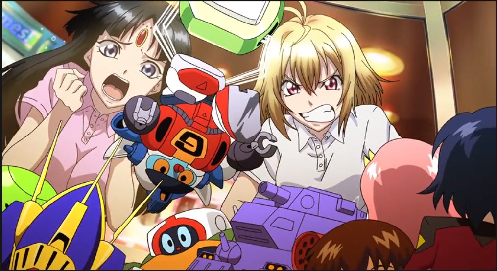Blueshift09's tweet photo. Episode 16 is has some interesting references aside from the Gundam stuff. Future GPX Cyber Formula, Mic Sounders the 13th from Gaogaigar, Bladis from Metal Armor Dragonar are the ones I can recognize. #crossange #mechaposting https://t.co/vIeGrsbFdz