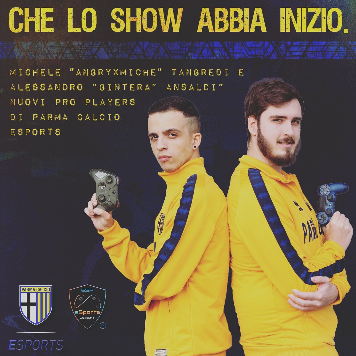 Sono fiero di annunciarvi che insieme a @gintera96 sarò il nuovo player del Parma Calcio e lo rappresenterò nell'imminente mondiale per e-Club
