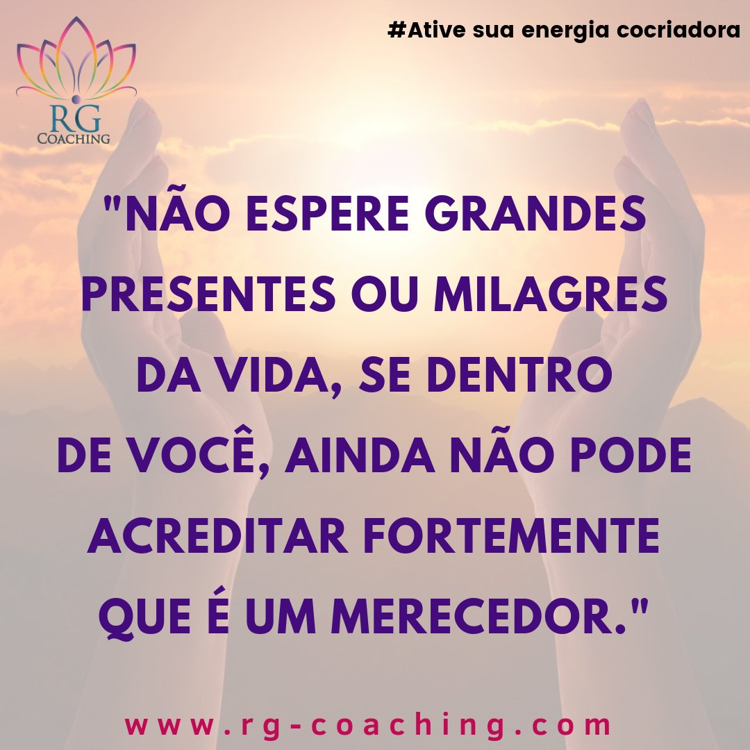 💜 Faça o seu melhor, sinta-se merecedor do melhor para atrair o melhor.

#coaching #pnl #motivação #objetivos #propósito #poderpessoal #lifecoaching #coachingquântico #desenvolvimento #prosperidade #coachingfinanceiro #coachingdeemagrecimento #sucesso #conquistas #oportunidades