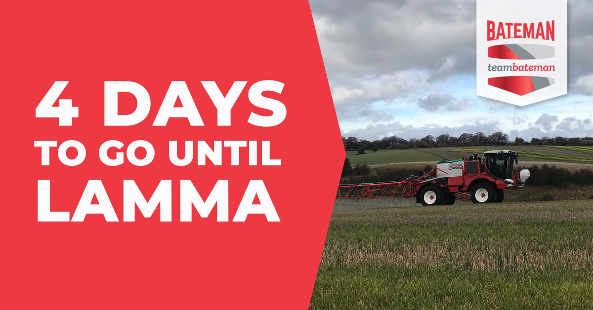 4 days to go - you can still register for free entry to @Lammashow and see both our RB35 and RB55 crop sprayers across both days
#TeamBateman #CropSpraying #CropProtection #LAMMA19