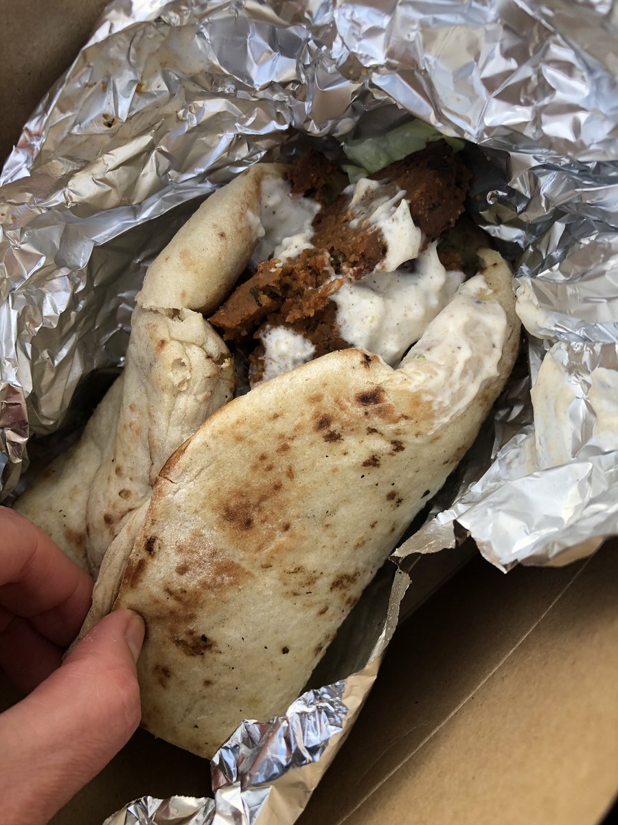 stefsrescue's tweet photo. Since @GreggsOfficial ran out of #vegansausagerolls, I paid a visit to @GreenGuerrilla1 in #Durham market. Awesom vegan kebab and brought home scotch ‘eggs’, pies pasties and a brownie! 😋 Well worth a visit! https://t.co/Vr7v8Jx1Sg