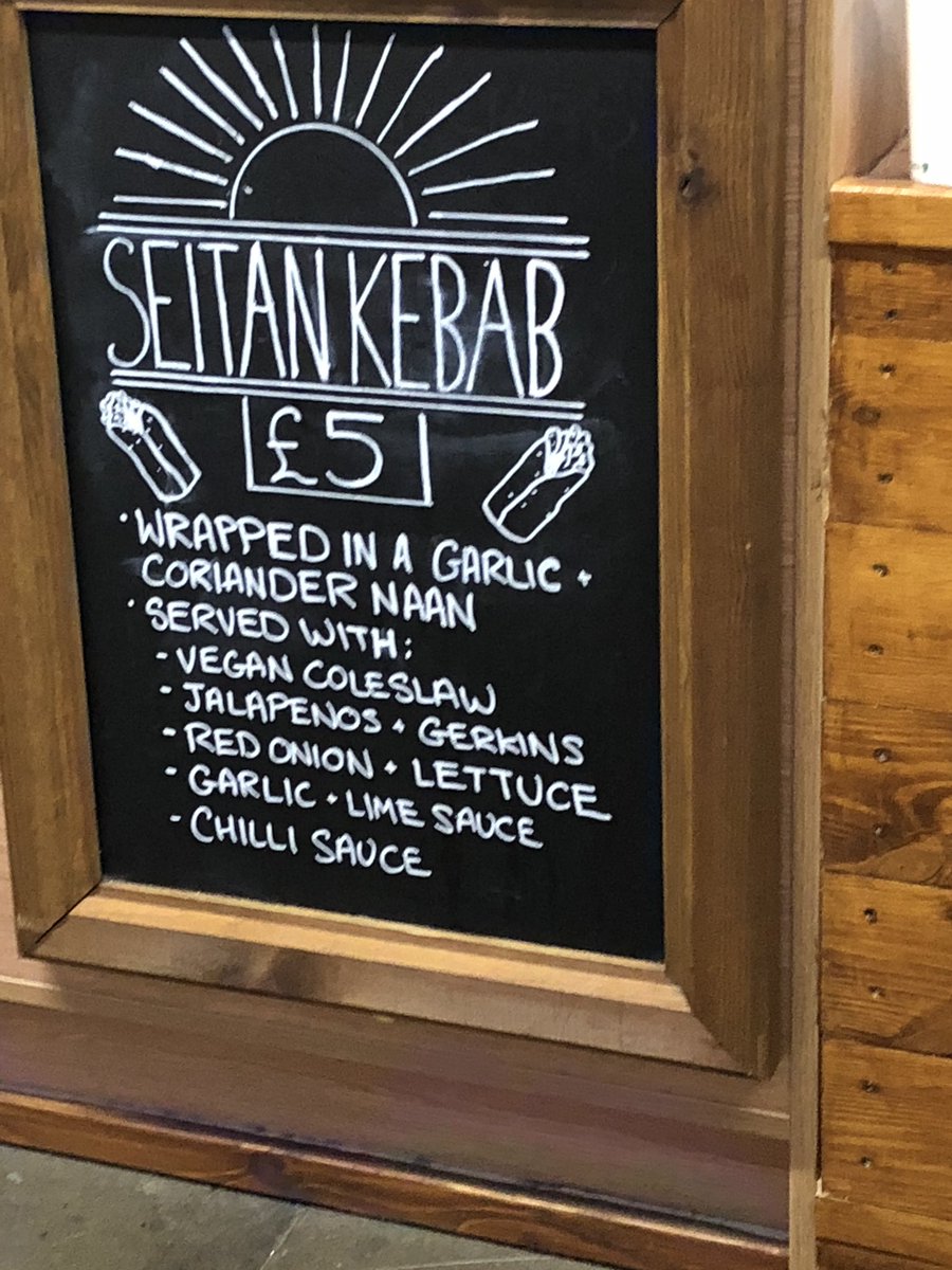 stefsrescue's tweet photo. Since @GreggsOfficial ran out of #vegansausagerolls, I paid a visit to @GreenGuerrilla1 in #Durham market. Awesom vegan kebab and brought home scotch ‘eggs’, pies pasties and a brownie! 😋 Well worth a visit! https://t.co/Vr7v8Jx1Sg