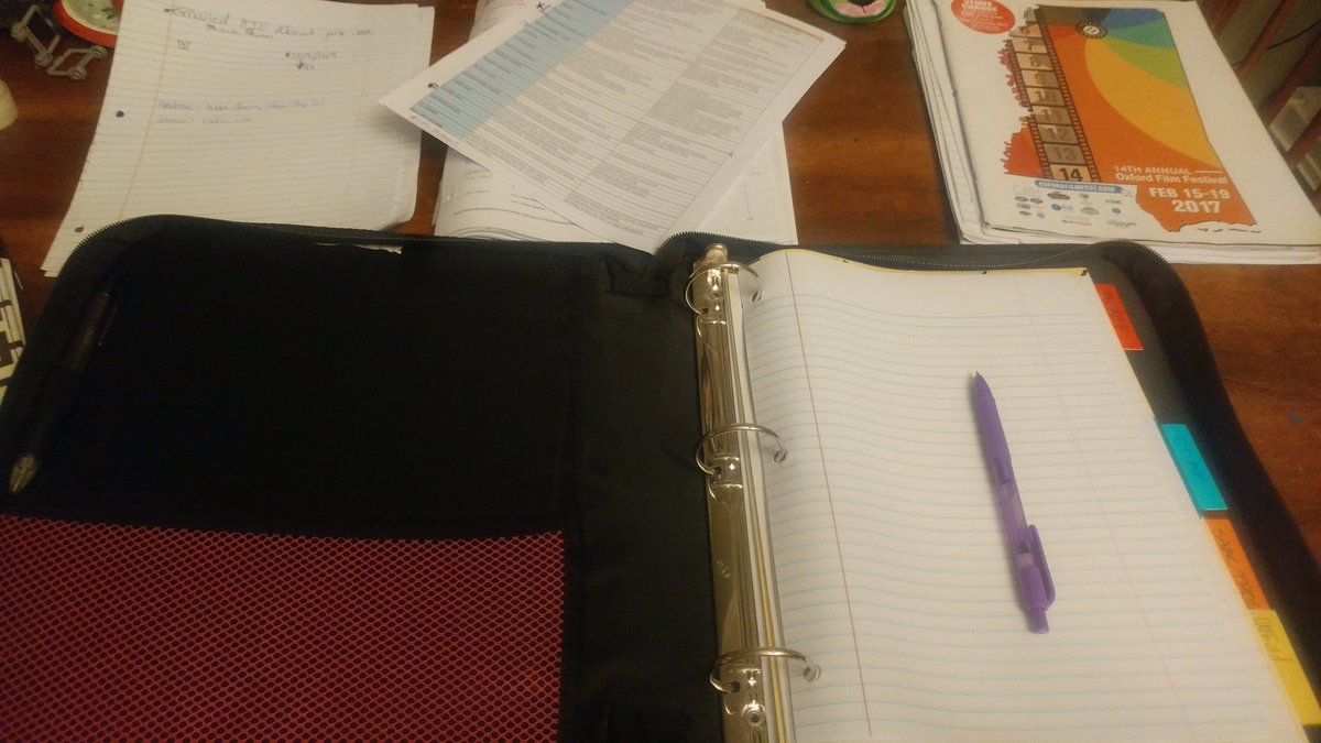 FilmFestFreddy's tweet photo. It's happening.. The annual new-notebook cleanup. It's FESTIVAL TIME! @oxfordfilmfest @StarkvilleArts @magfilmfest #noteseverywhere #happytimes https://t.co/fwcL0CmvAS