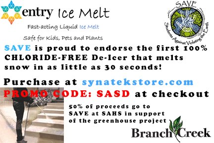 SAVE_SAHS's tweet photo. Slippery path? #Rocksalt is bad for the soil, bad for your local creek, bad for your pet, your walkway, your floors &amp; your car! Wish there was an alternative? There is! SAVE is proud to promote Entry, the first 100% chloride-free ice melt! #StopTheSalt #water #environment https://t.co/HtKu5DKcIw