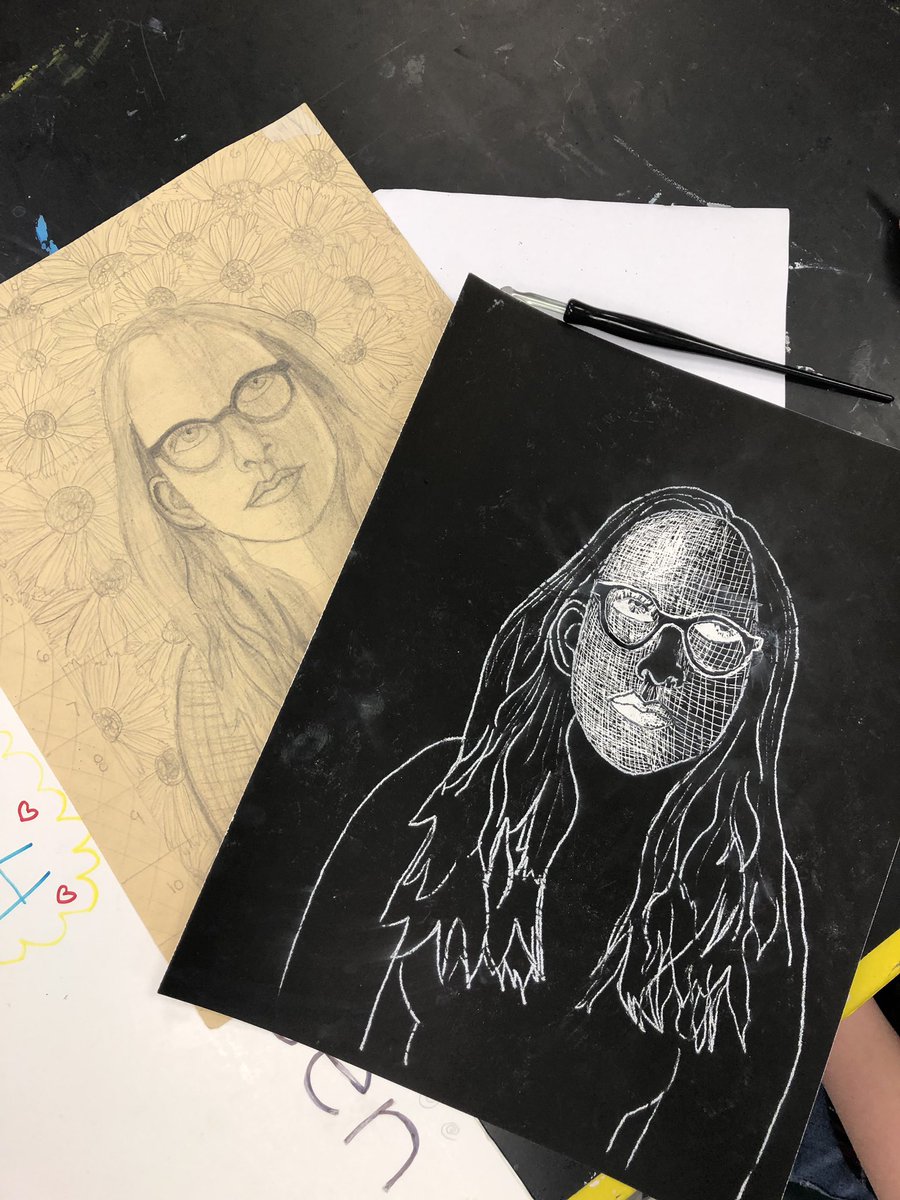 WintersArtEd's tweet photo. Recreating our Self Portraits with scratchboard! https://t.co/T5S7oBWYZ3