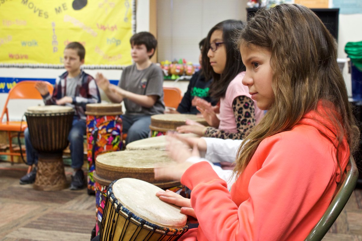 ISD717's tweet photo. Through @EducationMN #grant money, our staff creates #amazing ops for Ss! Ms. Foyer, JES Music Teacher 🎶, secured a $3000 grant (yippee!) for African drumming instruments &amp; to host a weeklong Afr. Drum/Dance residency for each 4th grade class and a final full school performance. https://t.co/SjKSZSyVbu