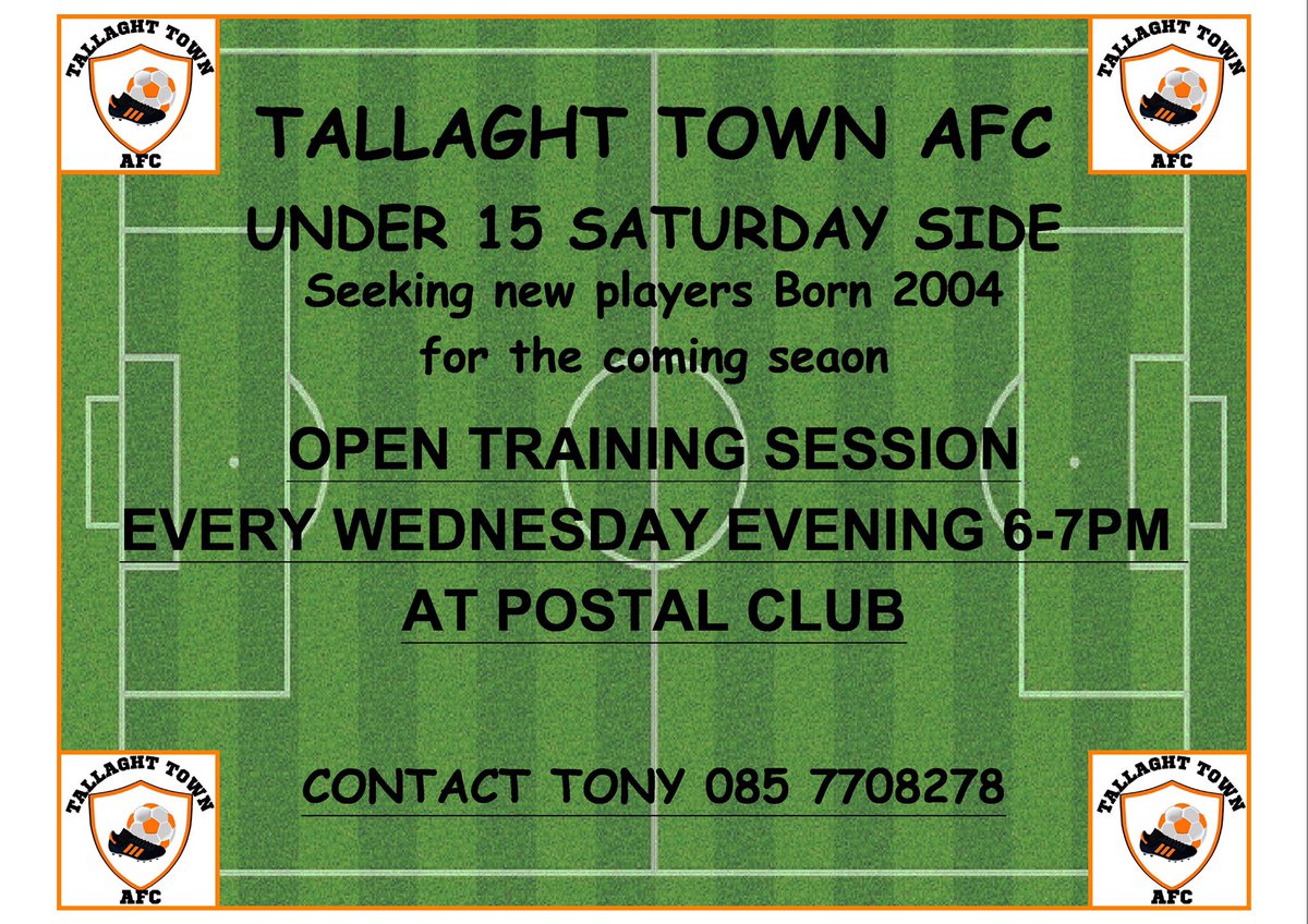Tony Dunne (@stones_76) on Twitter photo Tallaght Town U15 (2004) are looking to add players to the team. If anyone knows kids looking to play ball at this age group or any age please feel free to contact me.
And please feel free to share with others <a href="/TallaghtTownAFC/">Tallaght Town AFC</a> <a href="/DDSL_Official/">DDSL Grassroots</a> Tallaght Town U15 (2004) are looking to add players to the team. If anyone knows kids looking to play ball at this age group or any age please feel free to contact me.
And please feel free to share with others <a href="/TallaghtTownAFC/">Tallaght Town AFC</a> <a href="/DDSL_Official/">DDSL Grassroots</a>