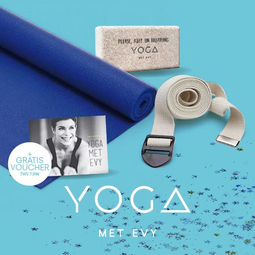 yogametevy's tweet photo. Say hello to Sam, the Yoga met Evy Starter 
Met dit starterspakket krijg je alle yoga basics om van start te gaan: yogamatje + yogablokje + yogariem en als cadeau ook nog een Yoga met Evy lespakket twv €7,99. Ontdek dit pakket aan €49 in de webshop
https://t.co/vuXirEl6jJ https://t.co/5pNPl9XRnj