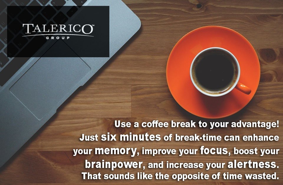 Talericogroup's tweet photo. Are there benefits to a coffee break? Of course. Just six minutes of time can restore your employees and increase productivity! https://t.co/wKwhhZYgwQ