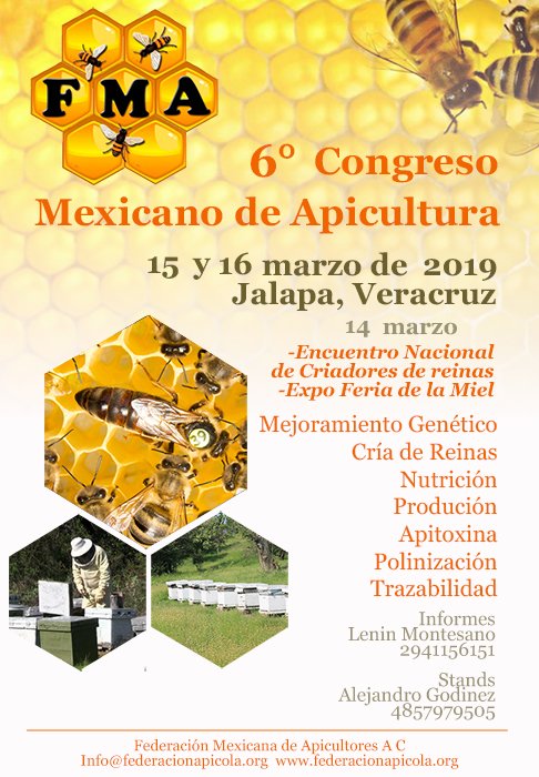 AbejasReina's tweet photo. 6° Congreso Mexicano de Apicultura, que se llevará a cabo los días 15 y 16 de marzo de 2019.

El día 14 estaremos llevando a cabo el 1° Encuentro Nacional de Criadores de Abejas Reinas.

Mas información:
https://t.co/OqN4xevist https://t.co/iD1OVve2nW