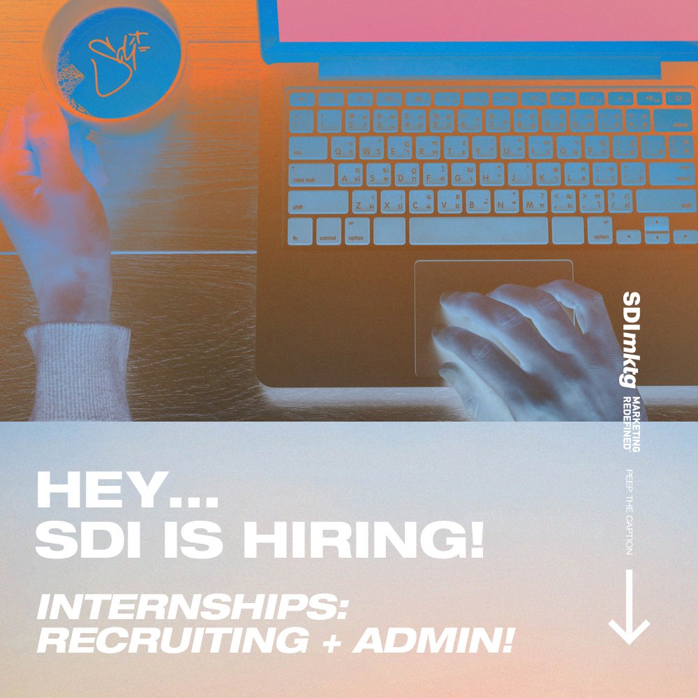 SDImktg's tweet photo. Happy 2019!  Attention Accounting &amp; Business/Marketing New Grads! #SDIMKTG has 3 internship positions available – Accounting Administrator; Jr. Field Recruiter &amp; Account Administrator.  Check out all the details at:  https://t.co/ZwF1SJfzTy https://t.co/jQW7euSt1J