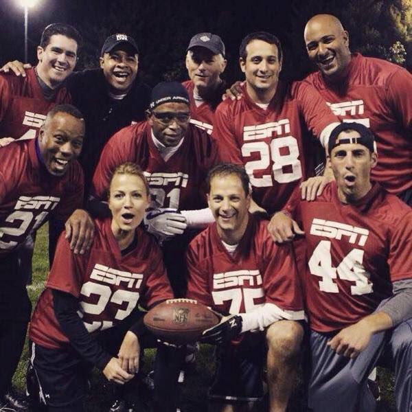 GottliebShow's tweet photo. Stu had the gloves, the glasses, the cleats... he was ready. @Kenny_Mayne at QB, we waxed the Bristol PD! @ItsMikeHill @TheCoachrules @SteveBunin @MichelleDBeadle @kevconnorsespn @JayHarrisESPN @RealBramW #RIPStuScott https://t.co/JOAvgds1HT
