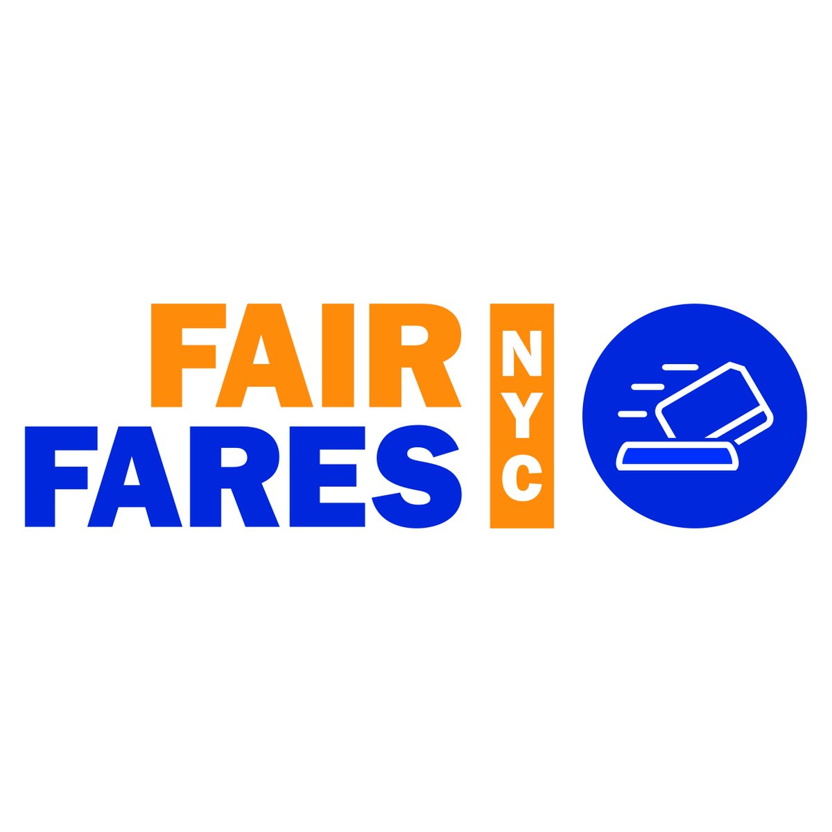 Logo, which reads "Fair Fares NYC" and shows a metro card swiping.