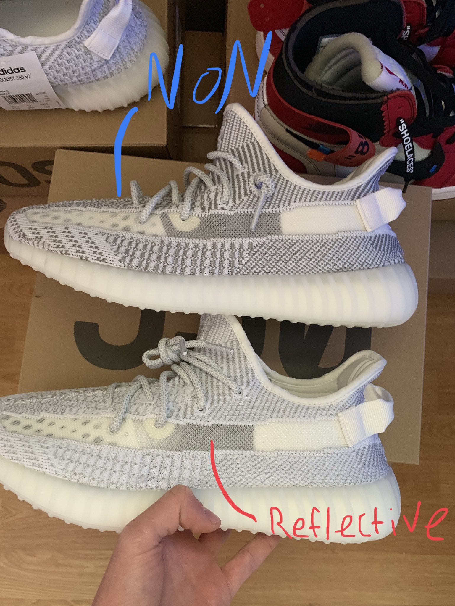 difference between yeezy static reflective and non reflective