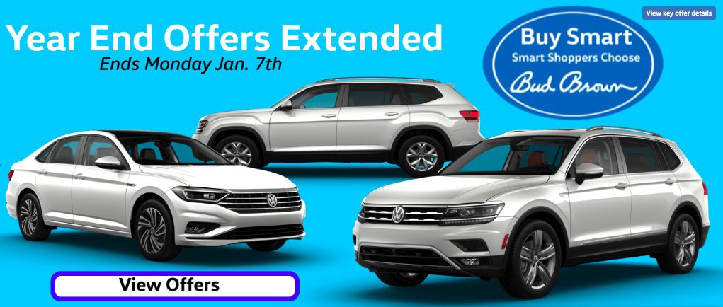 BudBrownVW's tweet image. Hurry in now to while our #YearEndOffers have been #Extended to this Monday, Jan. 7th here at Bud Brown #Volkswagen! bit.ly/2s3DiLQ #VW #YearEndOffer #ShopNow #BudBrownVolkswagen #Friday #WeekendShopping