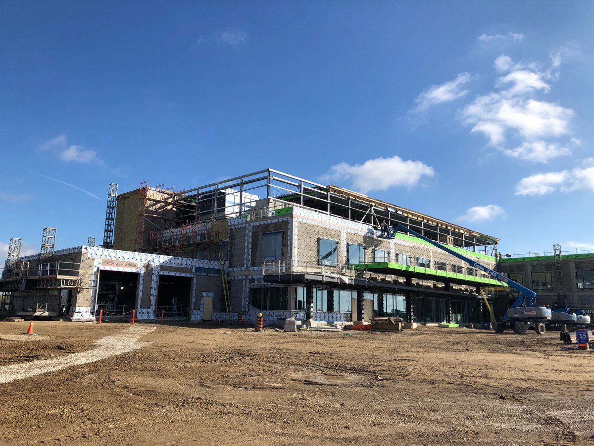 ONinfra's tweet photo. Last October, Minister McNaughton attended a topping off ceremony at @GrovesGmch. What does the construction term “topping off” mean? #TriviaDay #InfrastructureTrivia https://t.co/y0yckNi3Le