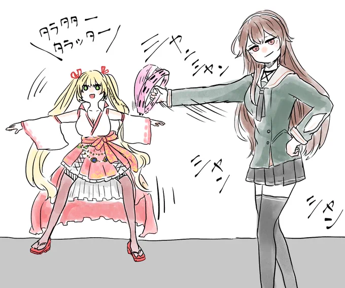 アイドル部MMD2大ネタ枠の巫女と風紀委員長 