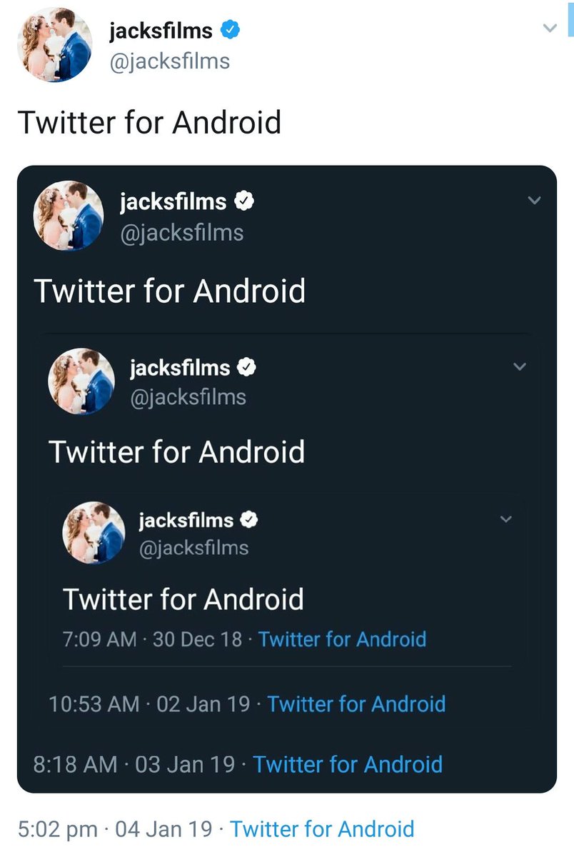TheSpeedM's tweet photo. @jacksfilms Twitter for Android https://t.co/YGhL58L4Qo