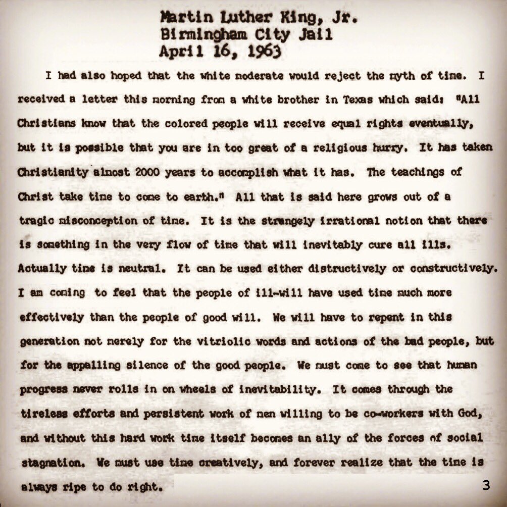 tobeselfevident's tweet photo. @ClintSmithIII yup, #whitemoderates gotta get with it.

“I must confess that over the last few years I have been gravely disappointed with the white moderate” —#MLK #LFBJ https://t.co/ijHoIxQsQO