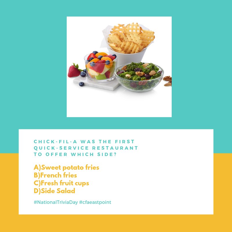 EastpointCFA's tweet photo. #NationalTriviaDay #cfaeastpoint https://t.co/AqtD3zH4fO