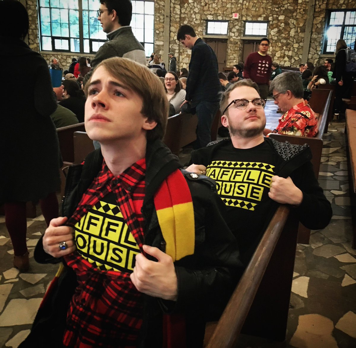 TheGilstrap's tweet photo. The Brothers Gilstrap representing @WaffleHouse at Montreat College Conference
#CCM19 https://t.co/4CnIEcAzQD