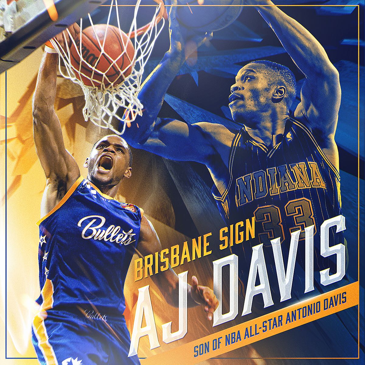 The son of a gun is now a Bullet 🔫🙌

The <a href="/BrisbaneBullets/">Brisbane Bullets</a> have added 6'9 forward AJ Davis to their roster, welcome to #NBL19 AJ.

📝 bit.ly/2LSdoUu