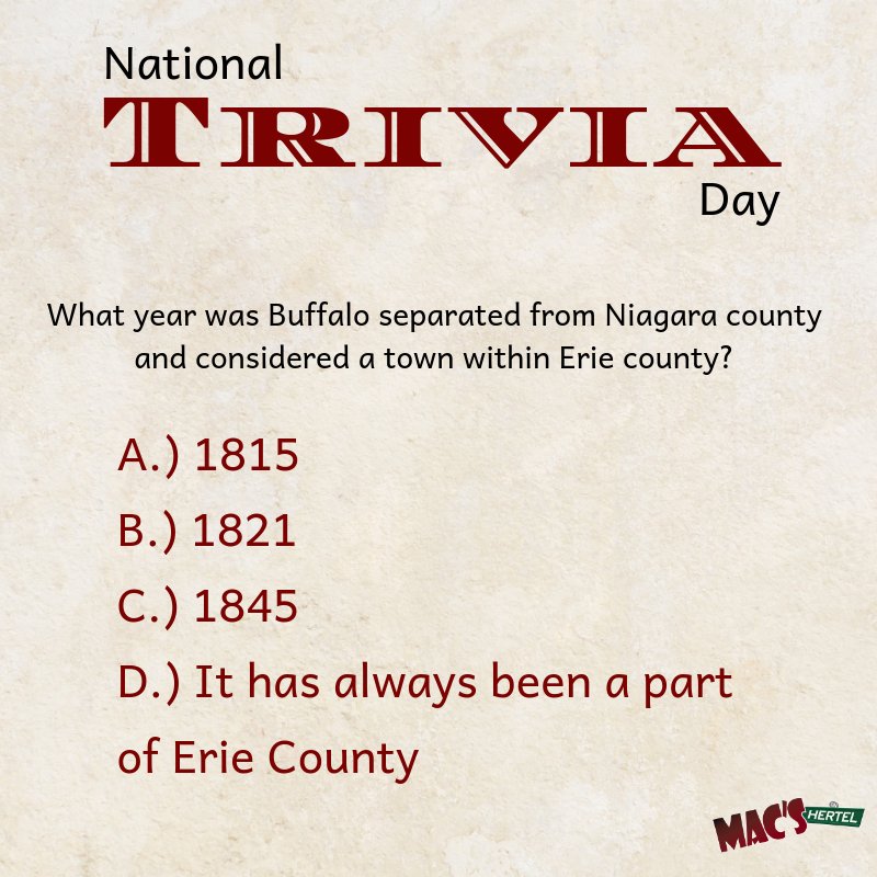 Macsonhertel's tweet photo. It's #NationalTriviaDay! Cast your vote for this Friday #funfact below. 🙌⬇️ https://t.co/9nuXTxGnjw