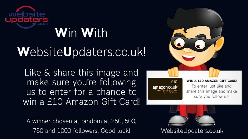 SiteUpdaters's tweet photo. #Win with @SiteUpdaters! We're giving away Amazon gift cards! Just like, retweet and follow us to enter! Good luck! #Competition #CompetitionTime #giveaway https://t.co/EogZwueQMk #WebsiteUpdaters https://t.co/BqPbIlfUFj