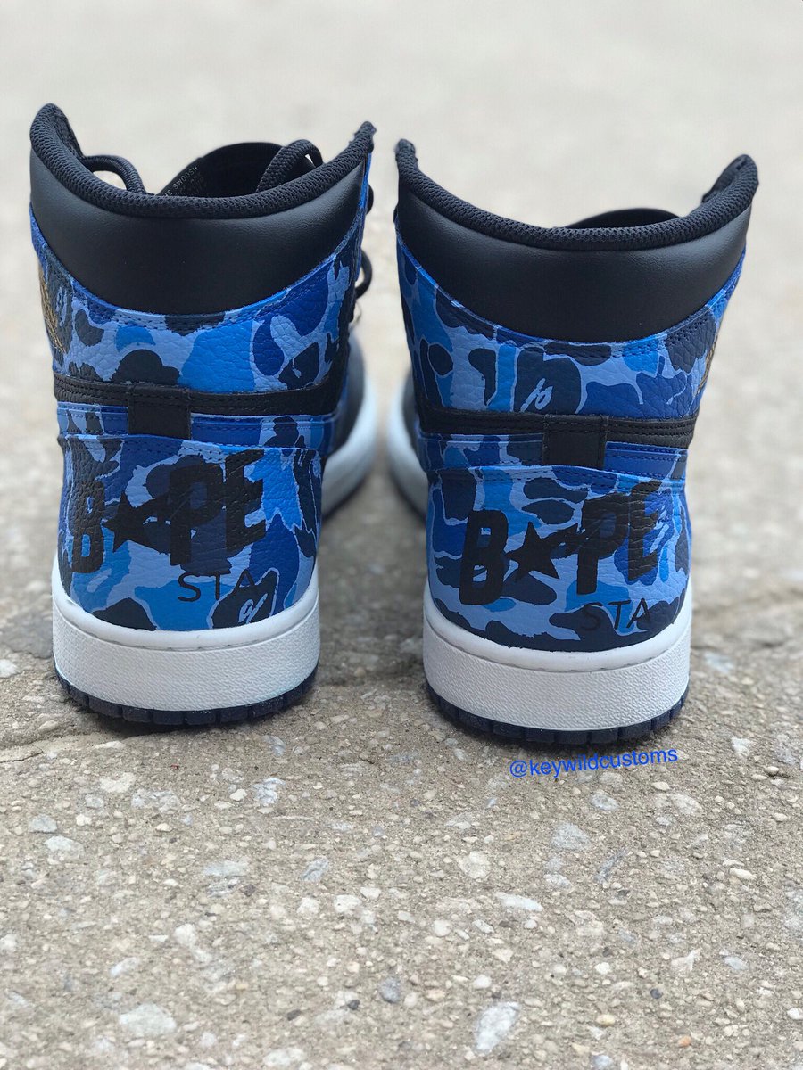 KeyWildCustoms's tweet photo. Jordan 1 Retro High Bape Custom! #customshoes #bape #bapeshoes #bapecustom #instakicks #shoesonfire #jordancustom #nicekicks https://t.co/xyOyp8IK17