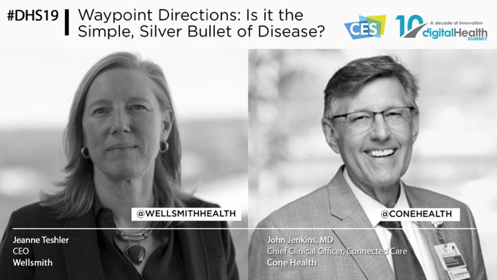 #digitalhealth is changing the way consumers interact with healthcare, but it is changing how they manage their health? Join Wellsmith Founder <a href="/JeanneTeshler/">Jeanne Teshler</a> &amp; CCO of <a href="/ConeHealth/">Cone Health</a> at #CES2019 to learn how we are improving health by engaging consumers with actionable directions.