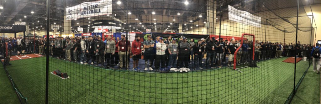 rapsodo's tweet image. Big crowd at the Rapsodo Booth to see @danstraily67 &amp;amp; @OneGun45 work some #PitchDesign #Rapsodo