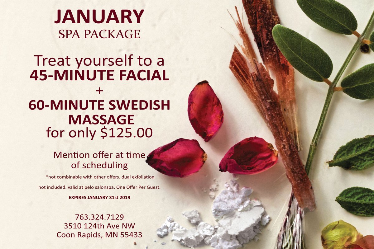 Celebrate the New Year by  treating yourself to our spa package! All through January treat yourself to a facial and massage for only $125!
.
.
.
#pelosalonspa #aveda #shareaveda #crueltyfree #avedaartists #mnsalons #minnesota #massage #facial #relax #stressrelief #treatyourself