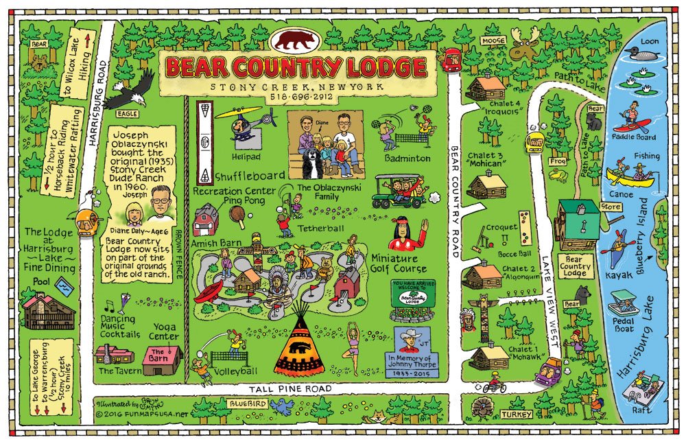 Bron Smith (@bron_smith_art) on Twitter photo My Bear Country Lodge Cartoon Map: Stony Creek, New York My Bear Country Lodge Cartoon Map: Stony Creek, New York
