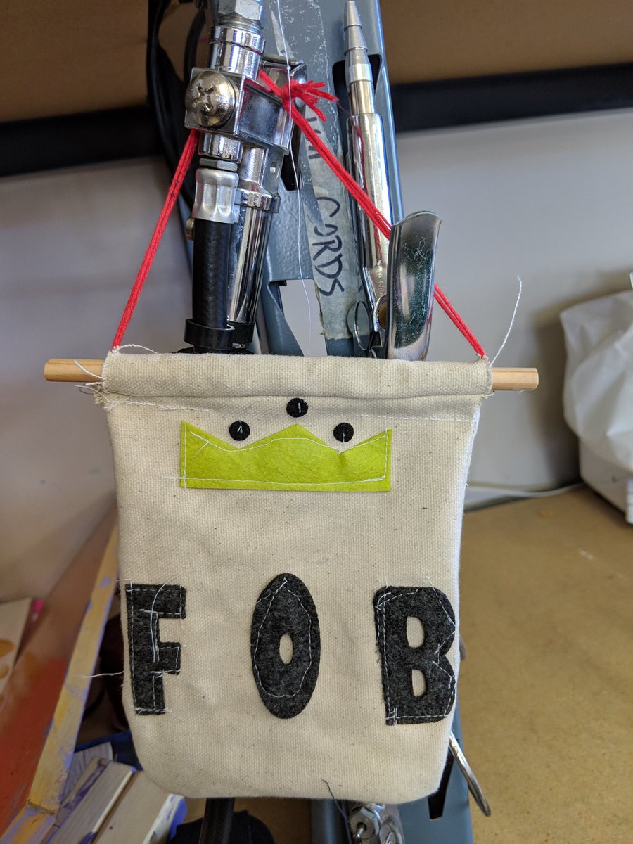 ohartcon's tweet photo. Today at #Intersession2019 we sewed more stuff. Bags, pillows, bears, pendants, Barbi clothing, and more. Also three sixth graders sewed a shirt for me, attempting to convince me to believe in magic. I will admit this shirt is magical! #capenotpictured https://t.co/cfXnkIGsqO