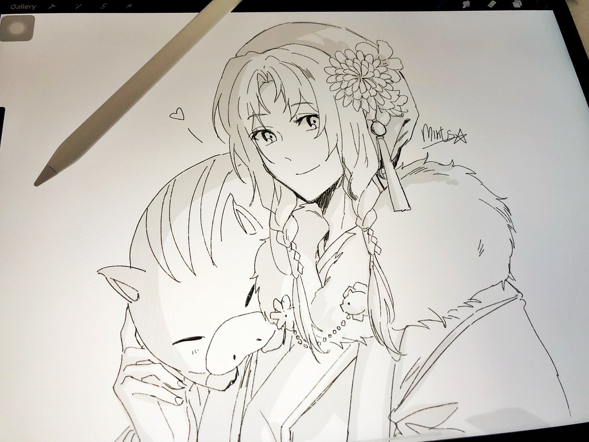 お父さんのiPadを使ってらくがきを描きました🐷🎍
Borrowed my dad's iPad to doodle a thing 