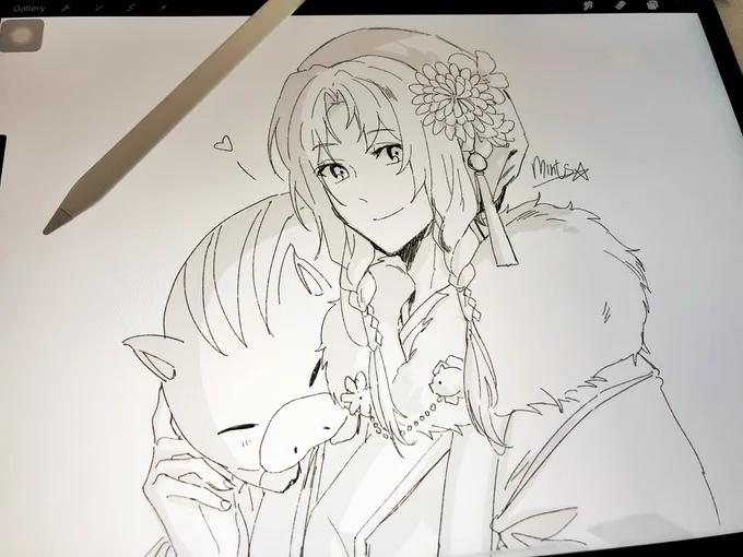 お父さんのiPadを使ってらくがきを描きました🐷🎍
Borrowed my dad's iPad to doodle a thing 