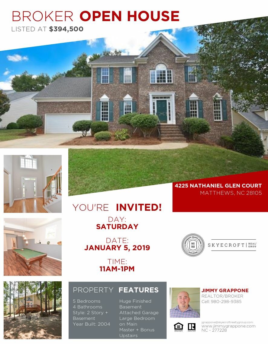 SkyeCroftRE's tweet photo. You're invited to #tour 4225 Nathaniel Glen Court in Matthews, NC's Weddington Ridge subdivision this #Saturday, January 5, #2019 11AM til 1PM! #homeforsale #NC #HouseHunters #matthewshomeforsale #2storywithbasement #basementhome #itsgonnagoquickin2019 #comeseeitwhileitlasts https://t.co/ncEVbFSeWn