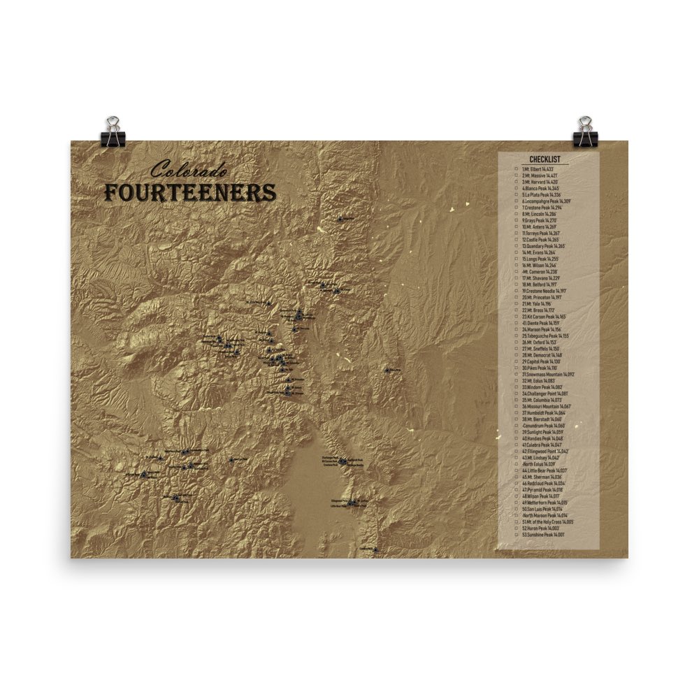 zacksmapshop's tweet photo. Colorado 14ers Checklist Map - https://t.co/0vqp8RcU2e https://t.co/gUf5DwDa9Q