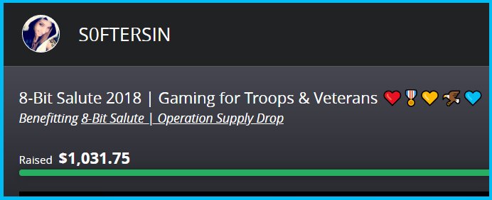 S0FTERSIN's tweet photo. I'm extremely proud to announce that @TheSinposium raised over $2,636 for charity in 2018, including $1,031.75 for @OpSupplyDrop/@8bitsalute &amp; $1,605 for @ExtraLife4Kids/@CMNHospitals! 💰✌️

#MuchLove to everyone who donated &amp; supported! 💙 #GamersGiveBack https://t.co/kgb0jsa76D
