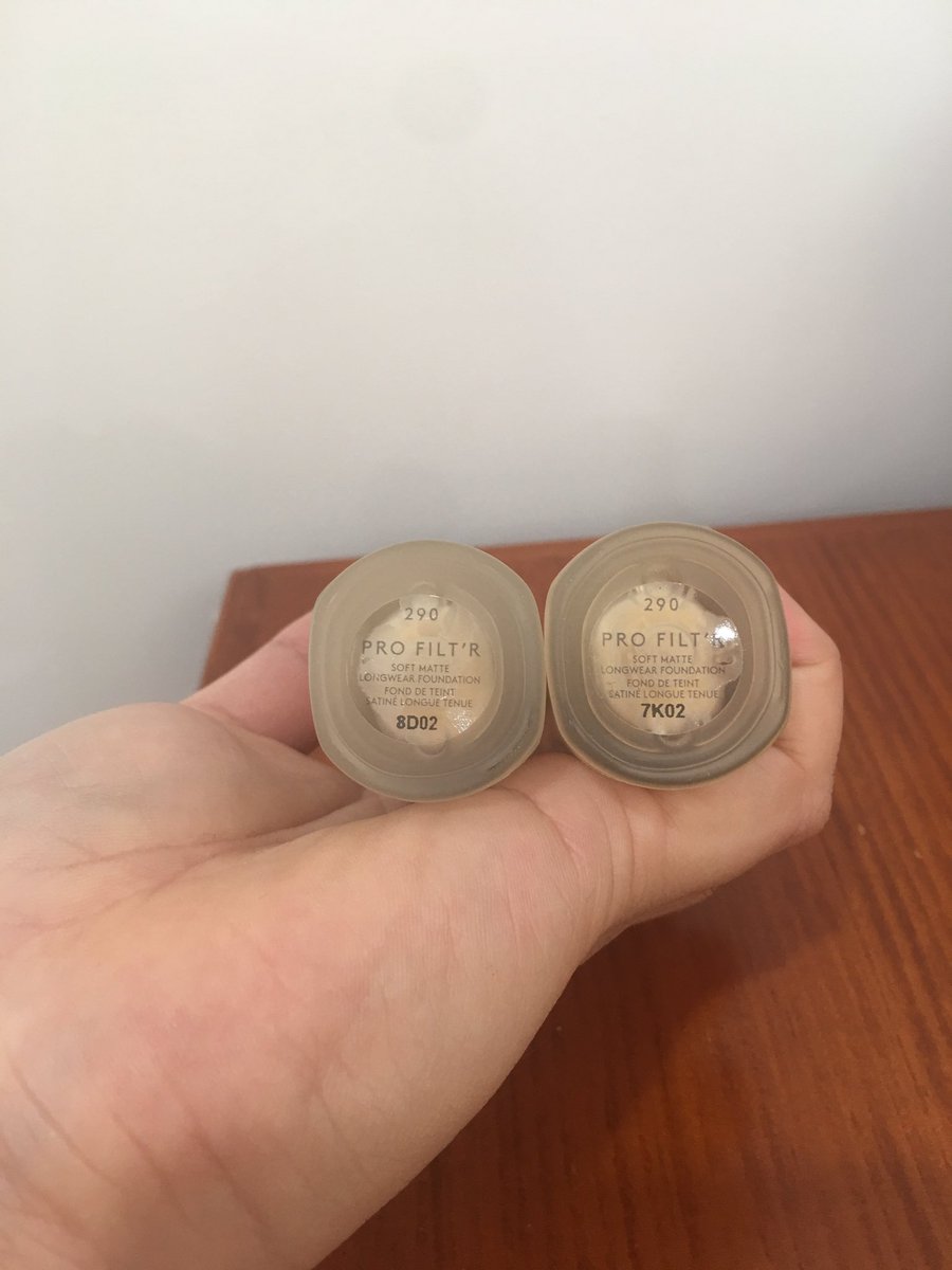 audzjorge's tweet photo. Same number, but different shade color? Given one was bought around September last year, the other is new but still 😐 @fentybeauty https://t.co/R6qGpLJgSS