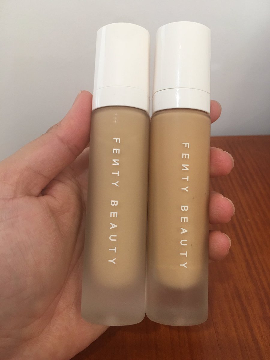 audzjorge's tweet photo. Same number, but different shade color? Given one was bought around September last year, the other is new but still 😐 @fentybeauty https://t.co/R6qGpLJgSS