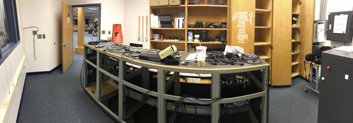 Photos from days one and two of the studio renovation at @FCPSHayfieldSS. Soon to be multicasting wirelessly in high definition!