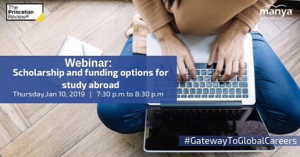 manya_group's tweet photo. Two most important aspect of Study abroad are funding and scholarship!!
Join our experts and clear your doubts.
#Studybaroad #mastersabroad #GRE #GREprep #overseaseducation #education #universities #studyinUS #studyinUK https://t.co/OzxtjZk8W4