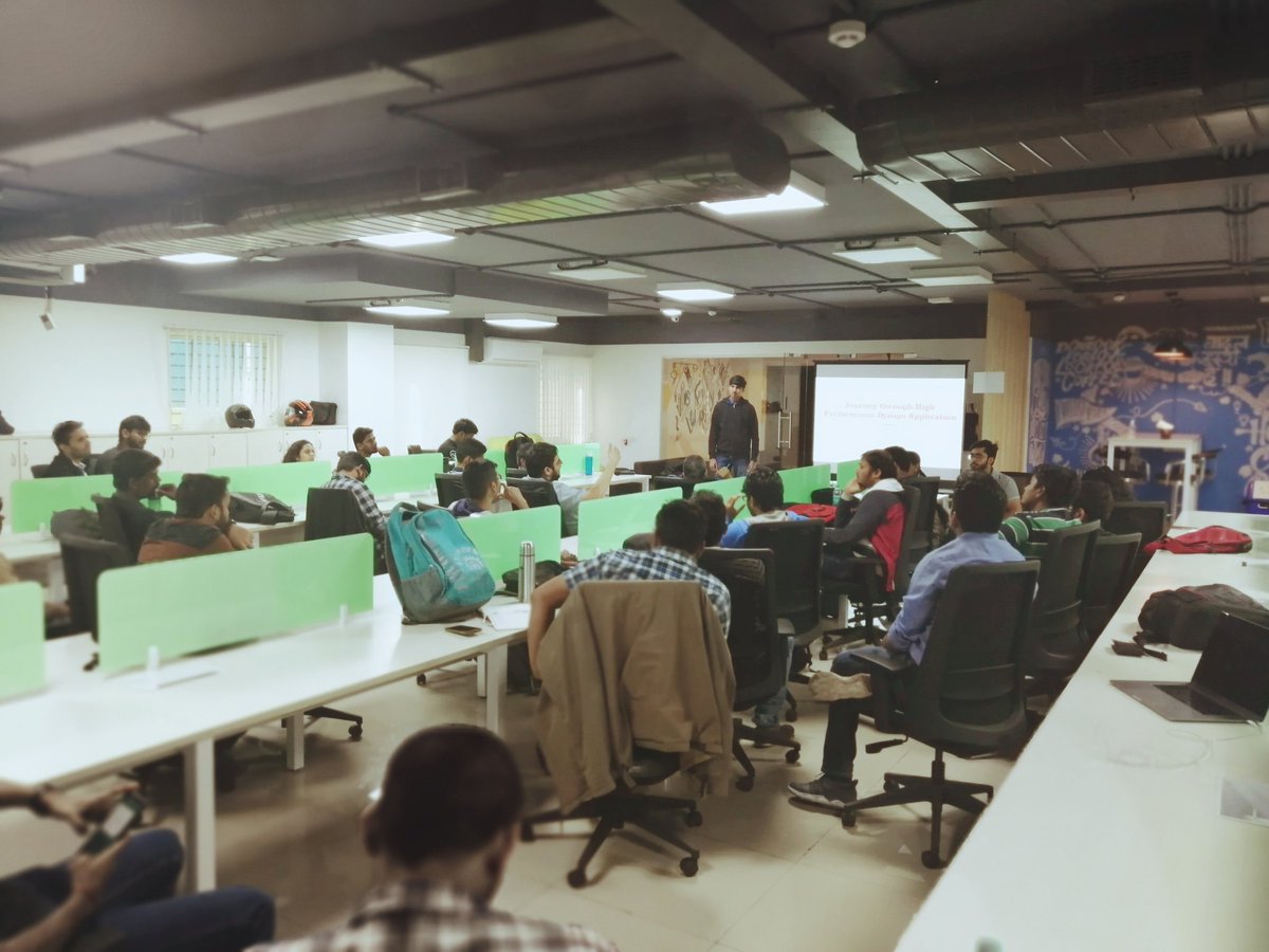 BangaloreDUG's tweet photo. Django talks at #Synup!
Third talk by Gowtham on "Journey to high-performance in Django application"
#django #python #DjangoTalks #BangaloreDjangoUserGroup #BangaloreDUG
@djangoproject @DjangoBangalore https://t.co/NMYl6vl6HG