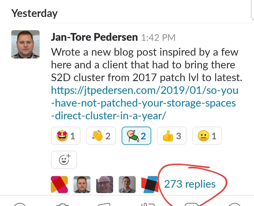DarrylvdPeijl's tweet photo. When you release a new blog post and announce it on the S2D slack channel, expect some reactions.. 😆 https://t.co/IPO49TDkek