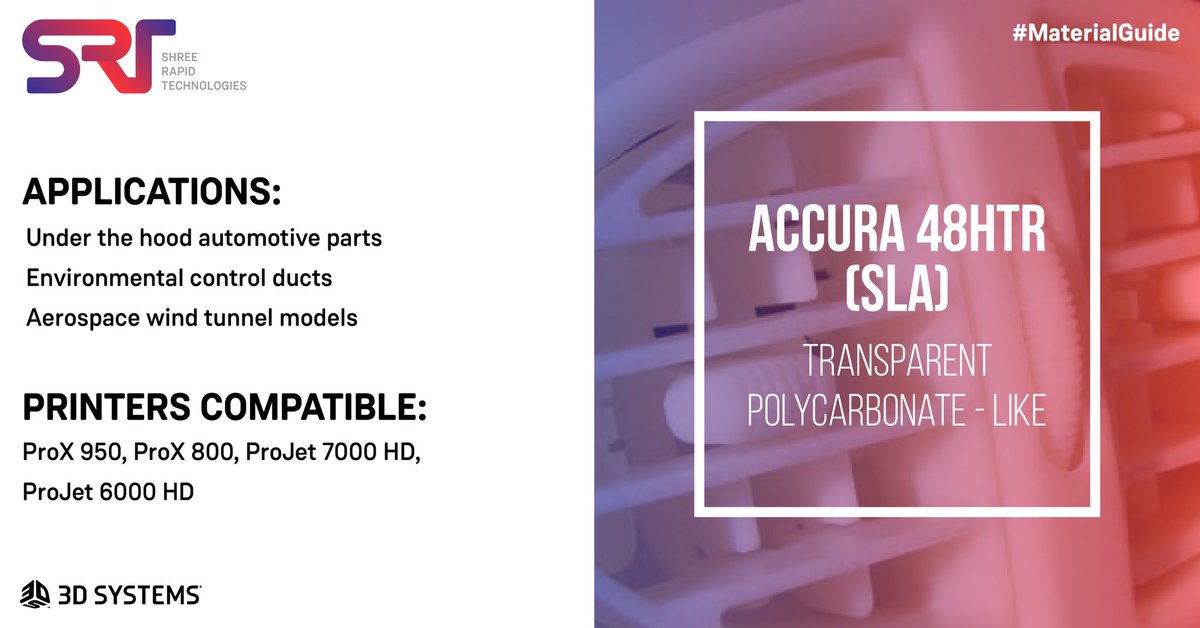 ShreeRapidTech's tweet photo. Select from our range of moisture resistant 3D printing materials for your manufacturing applications. To know more, explore https://t.co/rn8A4ArEZ5 or contact us.
@3dsystems
#MaterialGuide #3DPrinting #SLA #3DSystems #Aerospace #Accura https://t.co/SzqzvCtYfq