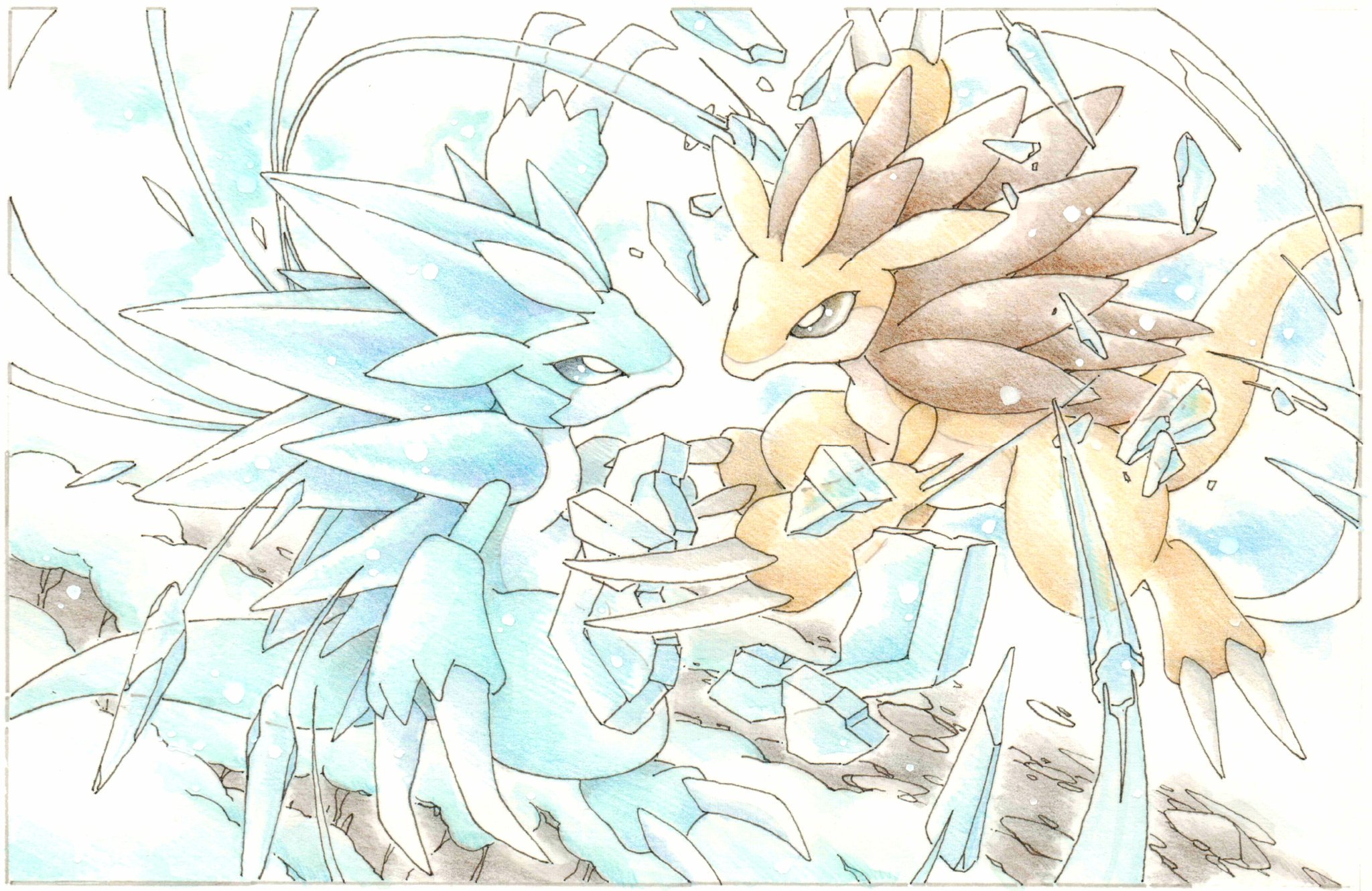 Inori 今日のポケモン図鑑 ｎｏ ７６５ アローラサンドパンの つららばり サンドパンの かわらわり 透明水彩 色鉛筆 T Co Ggo0zih2dp Twitter