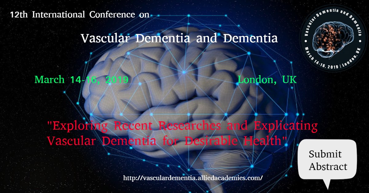 NeuroEditors's tweet photo. Showcase your research work, #Submit_abstracts for Vascular Dementia 2019
Speaker slots are filling fast
Do not miss out an opportunity
More details: https://t.co/Kw8Lq4x01A
Whatsapp at: +44 1944 370021
@DementiaTweets @AlzheimersTalks @dementiasvoice https://t.co/v6NBXeDtbF
